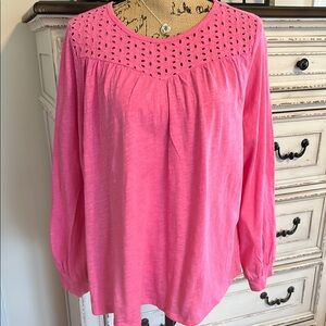Pink Eyelet Women's Top